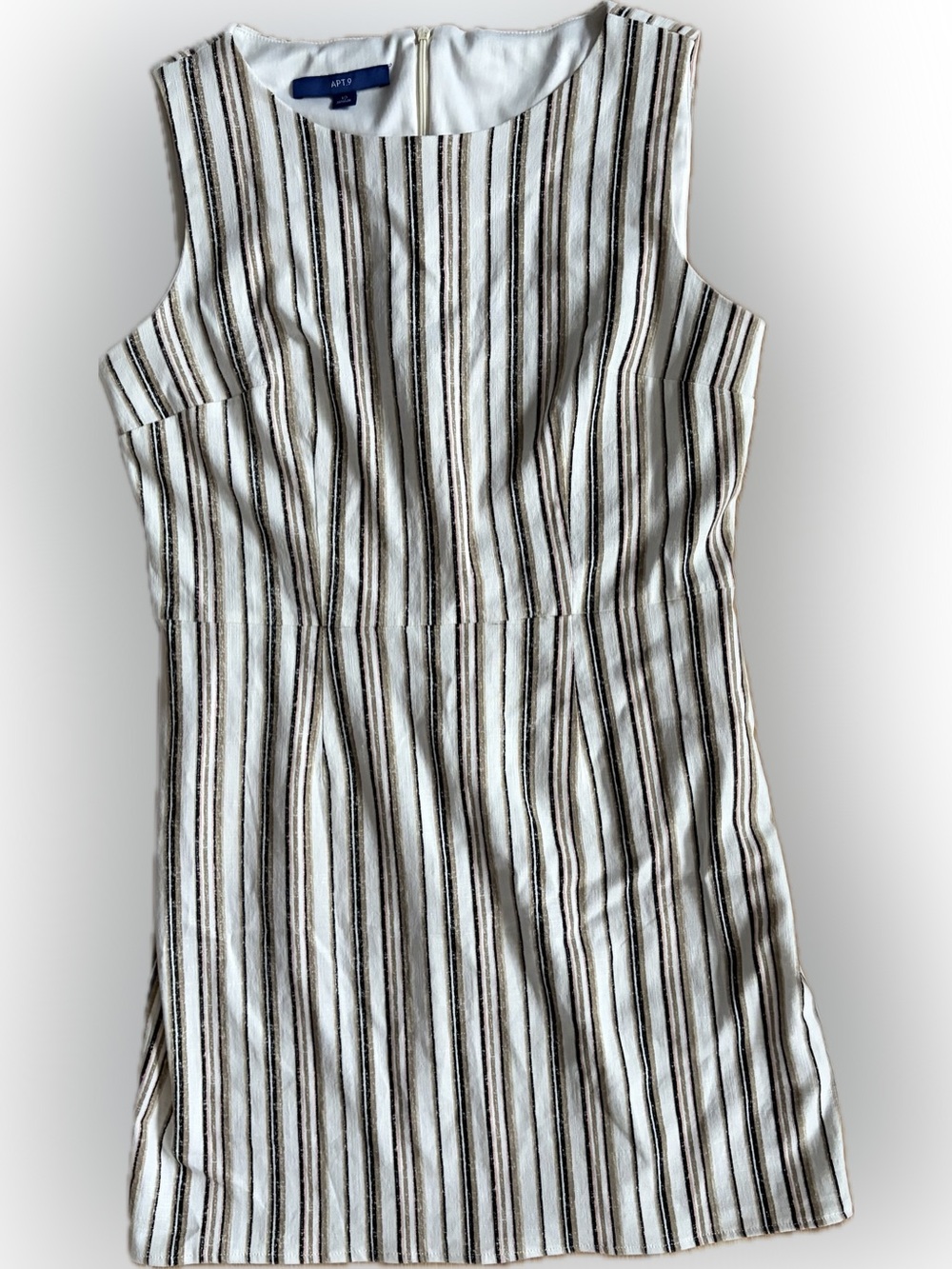 Apt. 9 Sleeveless Vertical Stripe Midi Dress - White and Brown